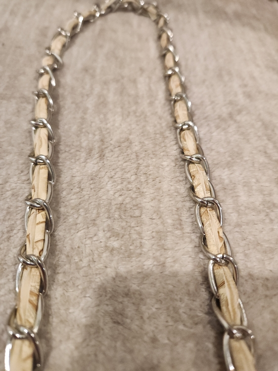 Handbags - Vintage Cream Leather & Silver Chain Purse Strap Replacement Strap 22" Drop